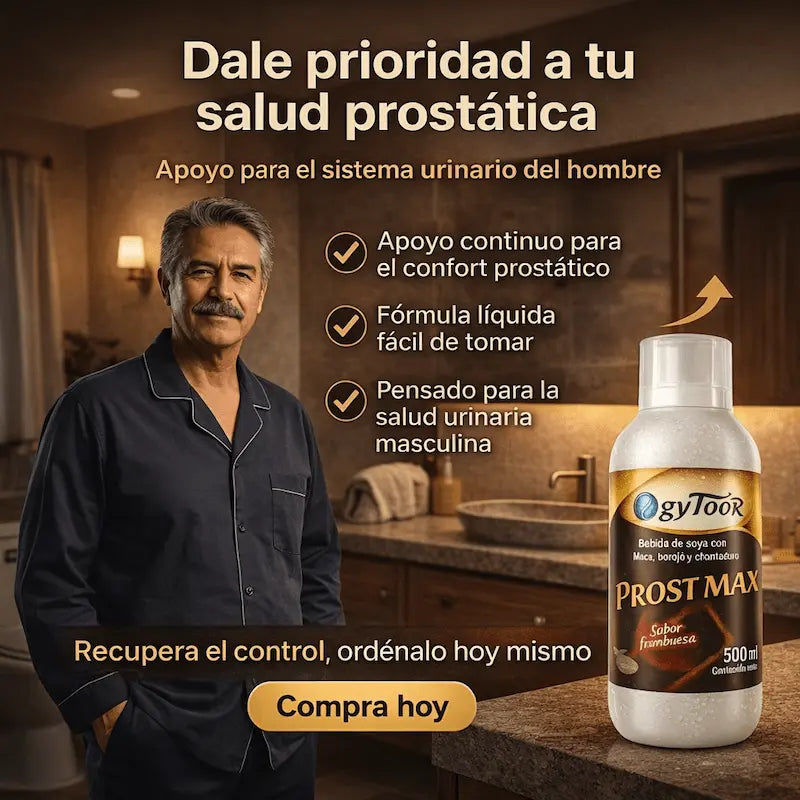 PROST MAX®: Apoyo natural para desinflamar la próstata y recuperar el flujo normal.